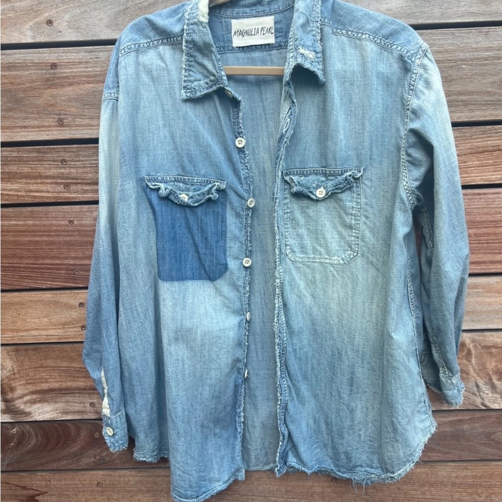 Magnolia Pearl blue Jean Button Down Shirt